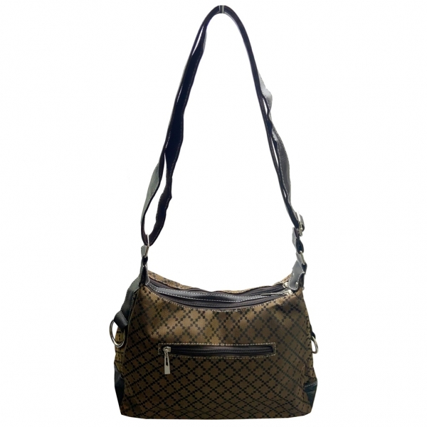 flevado Elegante Schultertasche/ Umhängetasche Kunstleder Schnallenoptik braun